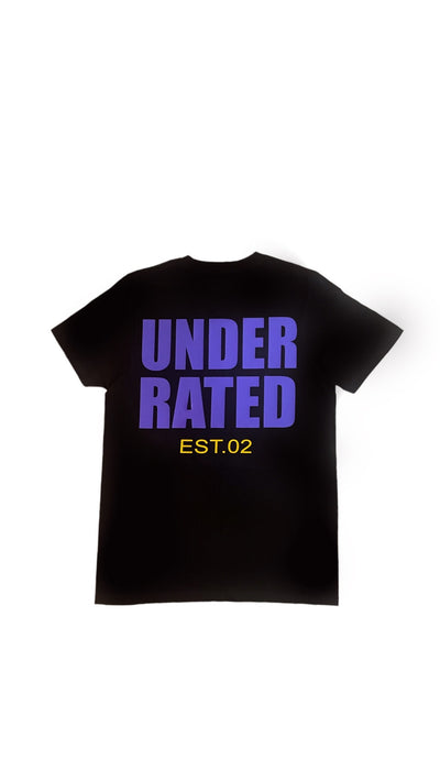 UNDERRATED BLACK T-SHIRT PURPLE SIDE LOGO