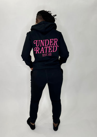 UNDERRATED HOODIE PINK TEXT