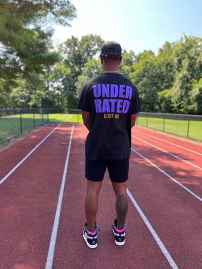 UNDERRATED BLACK T-SHIRT PURPLE SIDE LOGO