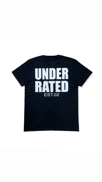 UNDERRATED BLACK T-SHIRT WHITE SIDE TEXT