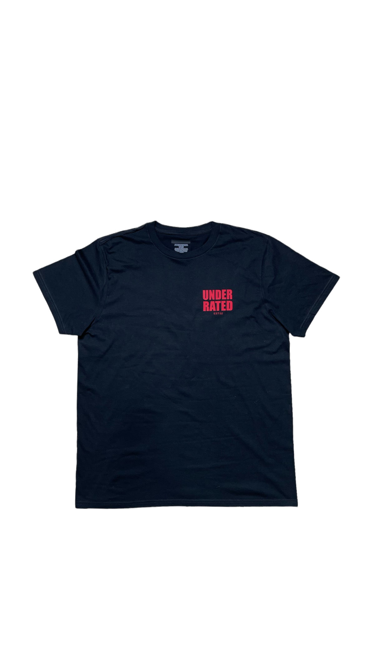 UNDERRATED BLACK T-SHIRT RED SIDE TEXT
